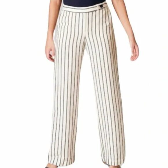 J Jill Womens Striped Linen Blend Wide Leg Pants Size 22 W New - Picture 1 of 13